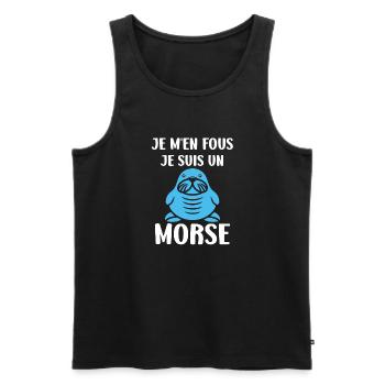 Animal humour Morse - Débardeur bio Premium Homme - noir - Devant - Michal (187cm)