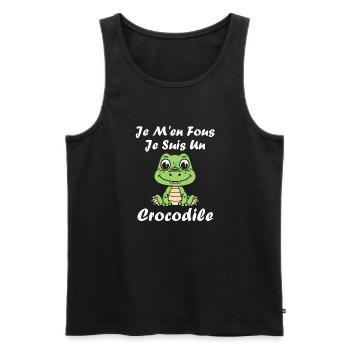 Humour Crocodile - Débardeur bio Premium Homme - noir - Devant - AI Model Male 178 light (178cm)
