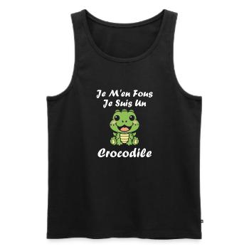 Humour Crocodile - Débardeur bio Premium Homme - noir - Devant - AI Model Male 178 light (178cm)