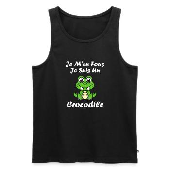 Humour Crocodile - Débardeur bio Premium Homme - noir - Devant - AI Model Male 178 light (178cm)