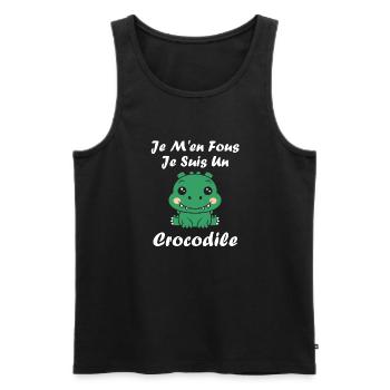 Humour Crocodile - Débardeur bio Premium Homme - noir - Devant - AI Model Male 178 light (178cm)