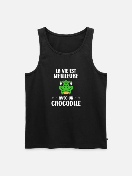 Humour Crocodile - Débardeur bio Premium Homme - noir