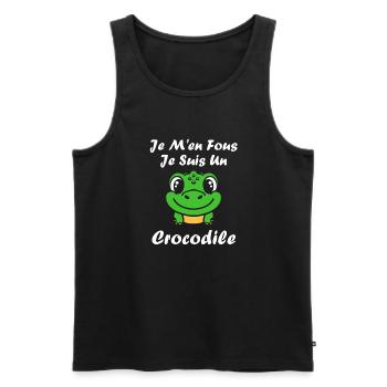 Humour Crocodile - Débardeur bio Premium Homme - noir - Devant - AI Model Male 178 light (178cm)