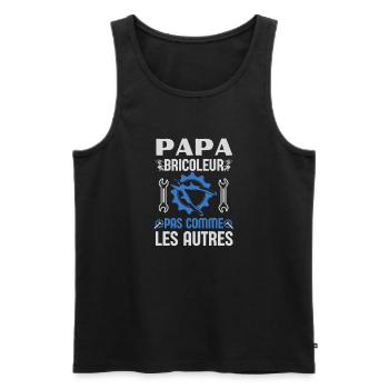 Papa bricoleur pas comme les autres 1 - Débardeur bio Premium Homme - noir - Devant - Michal (187cm)