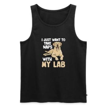 Labrador Retriever jaune - Débardeur bio Premium Homme - noir - Devant - Michal (187cm)