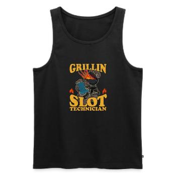BBQ Grillen Fleisch Koch Vater Barbecue Grill - Männer Premium Bio Tank Top - Schwarz - Vorne - AI Model Male 178 light (178cm)