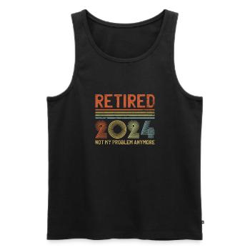 Vintage Retiré 2024 n’est plus mon problème - Débardeur bio Premium Homme - noir - Devant - AI Model Male 178 light (178cm)