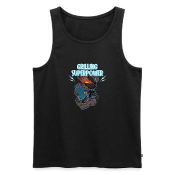 Barbecue Sommer Vater Grillen Fleisch Party - Männer Premium Bio Tank Top - Schwarz - Vorne - Michal (187cm)