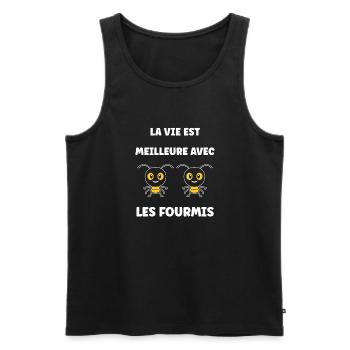 Humour fourmis - Débardeur bio Premium Homme - noir - Devant - Michal (187cm)