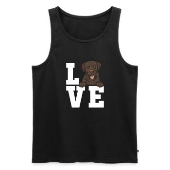Chien Labrador Retriever brun chocolat - Débardeur bio Premium Homme - noir - Devant - Michal (187cm)