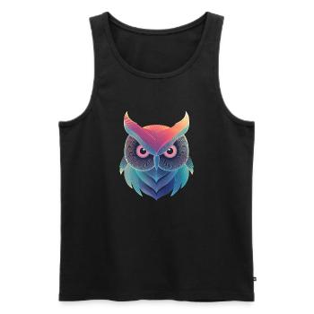 Bunte Eule im holographischen Design - Männer Premium Bio Tank Top - Schwarz - Vorne - Michal (187cm)