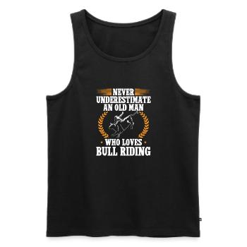 Bullenreiter Rodeo Western Cowboy Bull Riding - Männer Premium Bio Tank Top - Schwarz - Vorne - Michal (187cm)