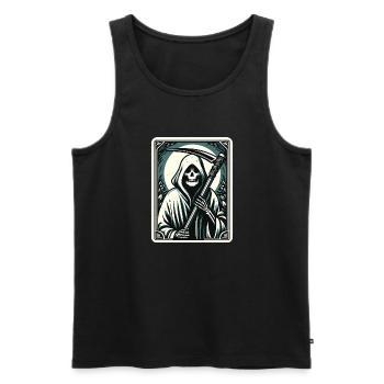 Tarotkarte Tod XIII, Tarot Karte Sensenmann - Männer Premium Bio Tank Top - Schwarz - Vorne - Michal (187cm)