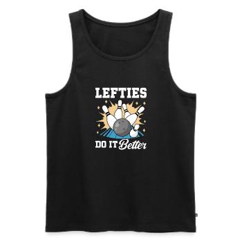 Bowling Left-handed Left-handed bowler - Men's Premium Organic Tank Top - black - Front - Michal (187cm)
