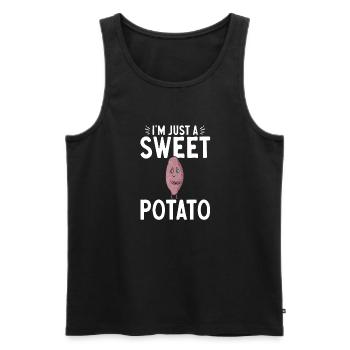 Légumes-racines de patates douces - Débardeur bio Premium Homme - noir - Devant - Michal (187cm)
