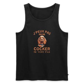 Je peux pas mon cocker ne veut pas - Débardeur bio Premium Homme - noir - Devant - Michal (187cm)