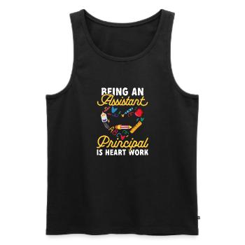 Deputy Principal - Men's Premium Organic Tank Top - black - Front - AI Model Male 178 light (178cm)