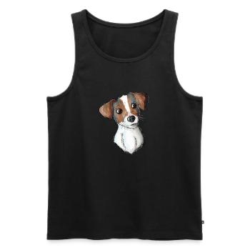 Jack Russell Pattern - Männer Premium Bio Tank Top - Schwarz - Vorne - AI Model Male 178 light (178cm)
