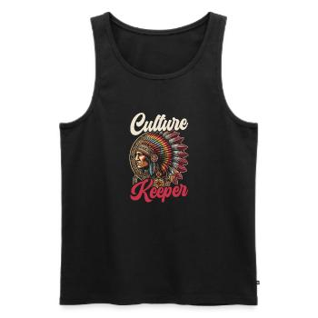 Tribu indienne Cherokee Apache - Débardeur bio Premium Homme - noir - Devant - AI Model Male 178 light (178cm)