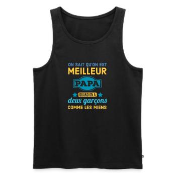Père de deux garçons - Débardeur bio Premium Homme - noir - Devant - Michal (187cm)