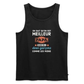 Père de deux garçons - Débardeur bio Premium Homme - noir - Devant - Michal (187cm)