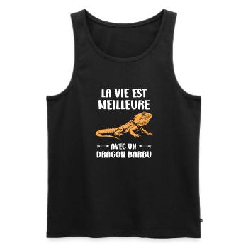 Dragon barbu - Débardeur bio Premium Homme - noir - Devant - Michal (187cm)