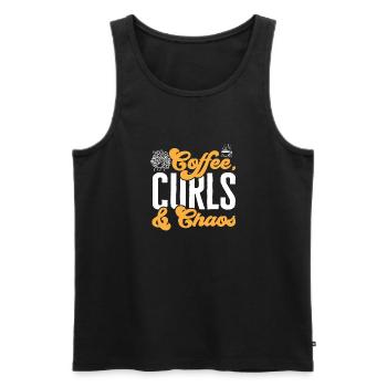 Lockiges Haar Afro Locken Natürliches Haar - Männer Premium Bio Tank Top - Schwarz - Vorne - Michal (187cm)