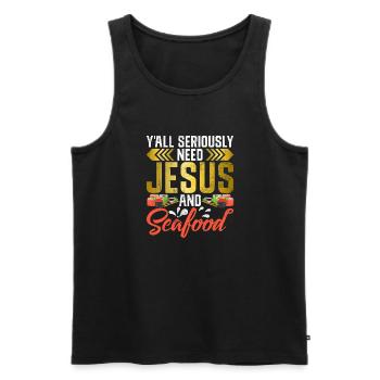 Seafood Lover Gift - Männer Premium Bio Tank Top - Schwarz - Vorne - AI Model Male 178 light (178cm)