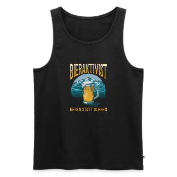 Bieraktivist Heben statt Kleben – Partyspaß - Männer Premium Bio Tank Top - Schwarz - Vorne - AI Model Male 178 light (178cm)