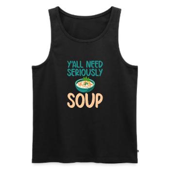 Soup Lovers Gifts - Men's Premium Organic Tank Top - black - Front - Michal (187cm)