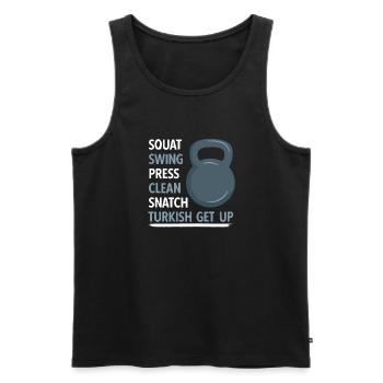Kettlebell Workout Entraînement de fitness - Débardeur bio Premium Homme - noir - Devant - Michal (187cm)