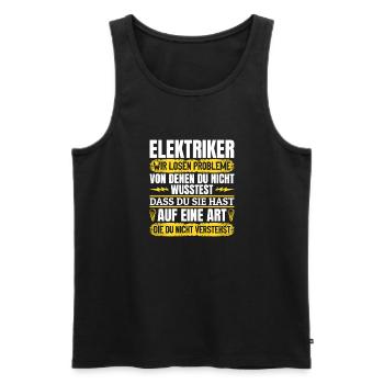 Electricians We solve problems – pride and humor - Men's Premium Organic Tank Top - black - Front - Michal (187cm)