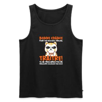 Départ Collègue Nouvel Emploi idée Cadeau Travail - Débardeur bio Premium Homme - noir - Devant - Michal (187cm)