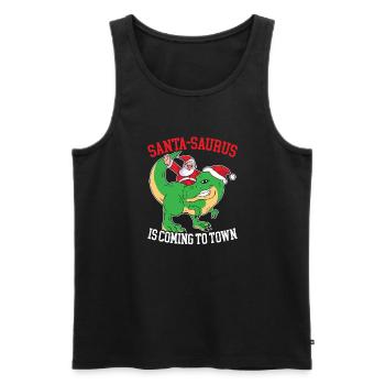 Dinosaur Christmas Tree, Santa Claus, - Men's Premium Organic Tank Top - black - Front - Michal (187cm)