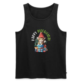 Fête de Noël des chats - Débardeur bio Premium Homme - noir - Devant - Michal (187cm)