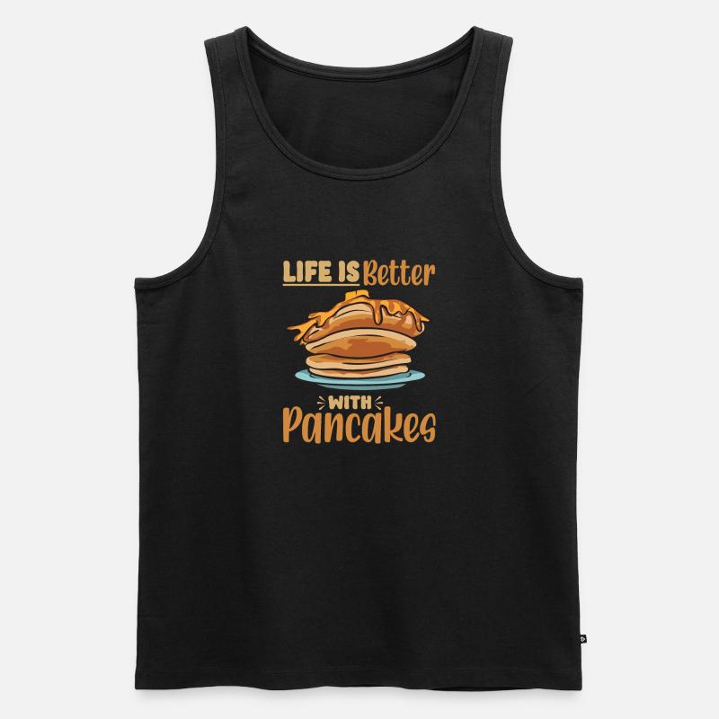 Pancake Frühstück Pfannkuchen - Männer Premium Bio Tank Top - Schwarz