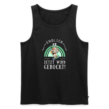 Rock Musik Regenbogen Einhorn Rock Metall - Männer Premium Bio Tank Top - Schwarz - Vorne - Michal (187cm)