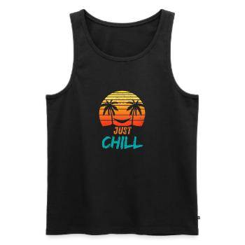 JUST CHIIL - Men's Premium Organic Tank Top - black - Front - Michal (187cm)