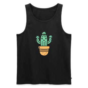 Kaktus - Männer Premium Bio Tank Top - Schwarz - Vorne - Michal (187cm)