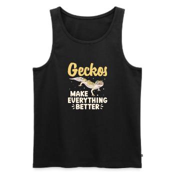 Leopardgecko Reptil Haustier Gecko - Männer Premium Bio Tank Top - Schwarz - Vorne - Michal (187cm)