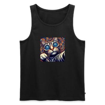 Chats Selfie, Weirdcore Nerd Photographie Chat - Débardeur bio Premium Homme - noir - Devant - AI Model Male 178 light (178cm)