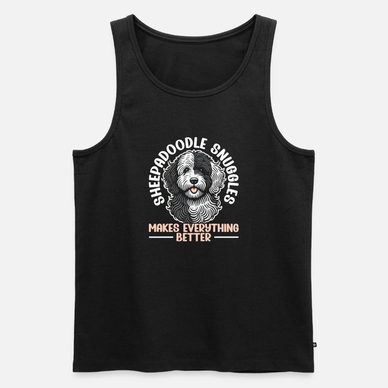Chien Sheepadoodle mignon - Débardeur bio Premium Homme - noir