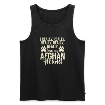Afghan Hound Gifts - Men's Premium Organic Tank Top - black - Front - Michal (187cm)