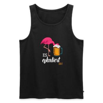 It's escalating anyway! – Flamingo for party lovers - Men's Premium Organic Tank Top - black - Front - Michal (187cm)