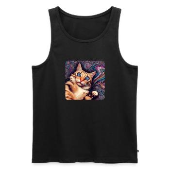 Chats Selfie, Weirdcore Nerd Photographie Chat - Débardeur bio Premium Homme - noir - Devant - AI Model Male 178 light (178cm)