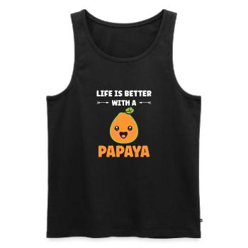 Papaya - Männer Premium Bio Tank Top - Schwarz - Vorne - AI Model Male 178 light (178cm)
