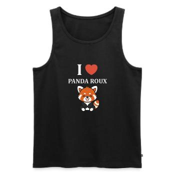 Panda roux - Débardeur bio Premium Homme - noir - Devant - AI Model Male 178 light (178cm)