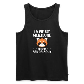 Panda roux - Débardeur bio Premium Homme - noir - Devant - AI Model Male 178 light (178cm)