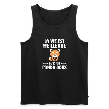 panda roux - Débardeur bio Premium Homme - noir - Devant - AI Model Male 178 light (178cm)