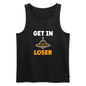 fliegende Untertasse - Männer Premium Bio Tank Top - Schwarz - Vorne - AI Model Male 178 light (178cm)